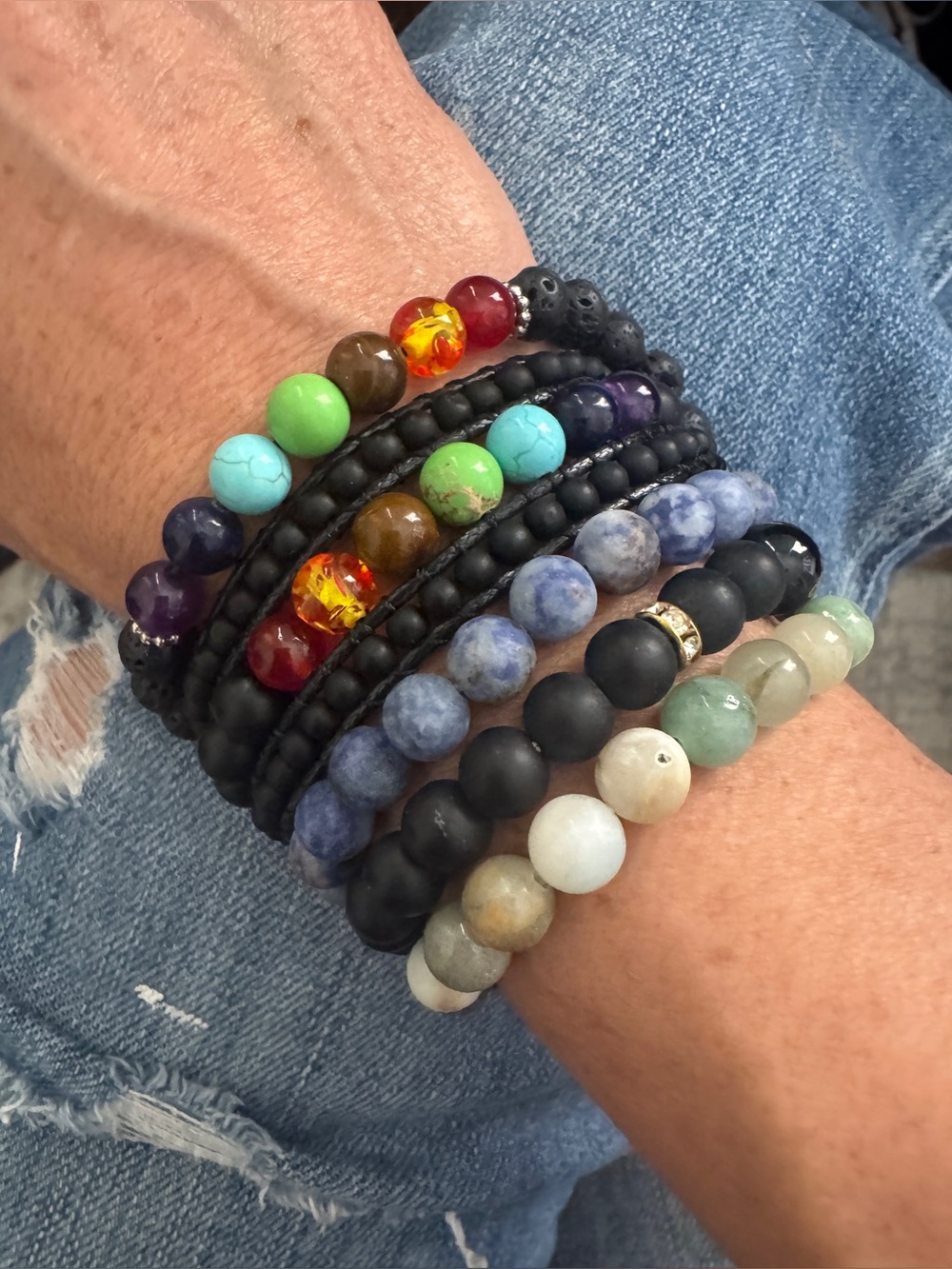 NWOT Boho Bracelet Set | Woven Bead Wrap & Gemstone Style Bracelets